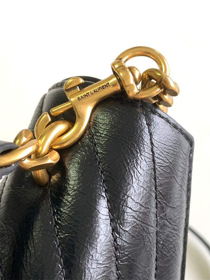 COLLEGE MINI CHAIN BAG IN SHINY CRACKLED LEATHER Black High