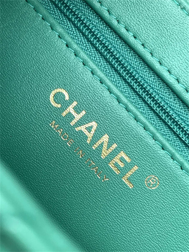 Chanel MINI SHOPPING BAG AS4416 Shiny Aged Calfskin & Gold-Tone Metal Green-Lt High