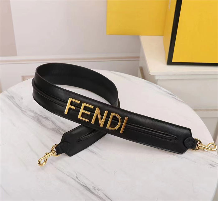 Fendi STRAP YOU Leather shoulder strap Black High