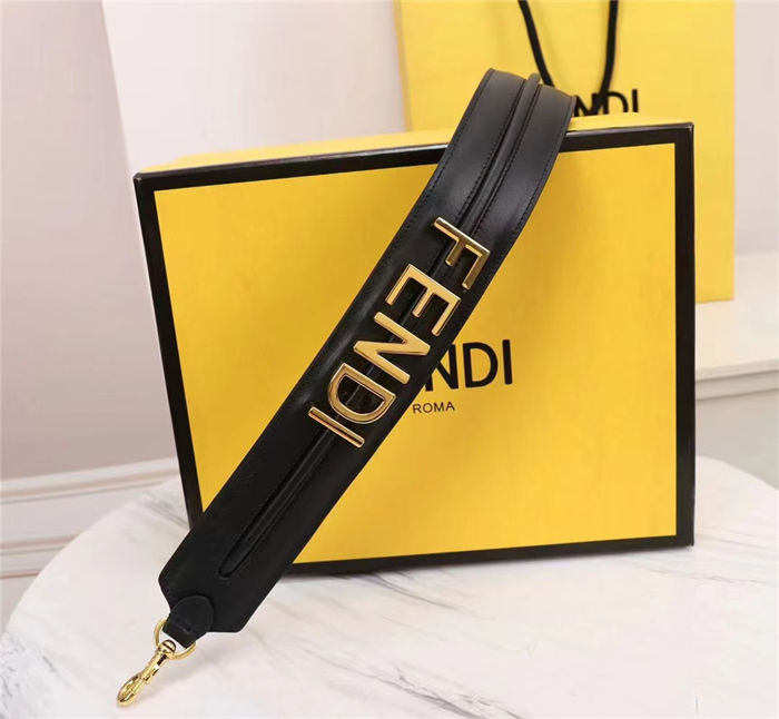 Fendi STRAP YOU Leather shoulder strap Black High