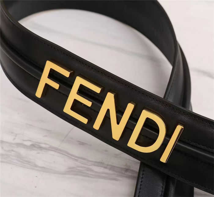 Fendi STRAP YOU Leather shoulder strap Black High