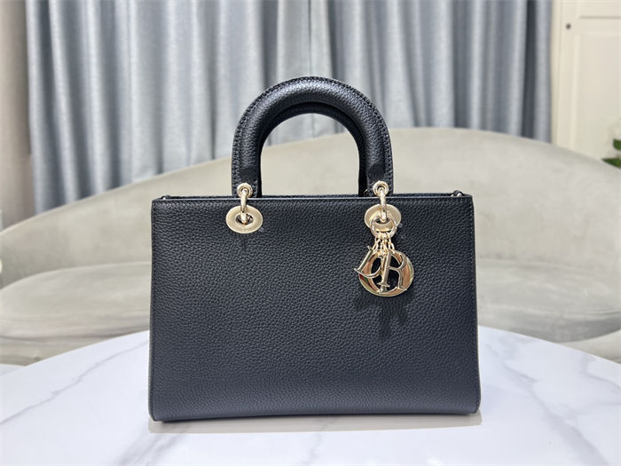 Lady D-Sire Medium My ABCDior Bag Bull Leather Black High