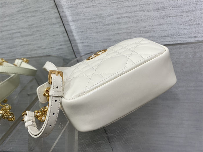 Small Dior Caro Top Handle Camera Bag Macrocannage Calfskin Latte High