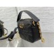 Small Dior Caro Top Handle Camera Bag Macrocannage Calfskin Black High