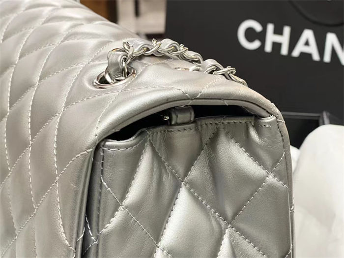 Chanel XXL Small Bag Metallic Lambskin Silver High