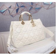 LADY 95.22 LARGE BAG Cannage Calfskin White High