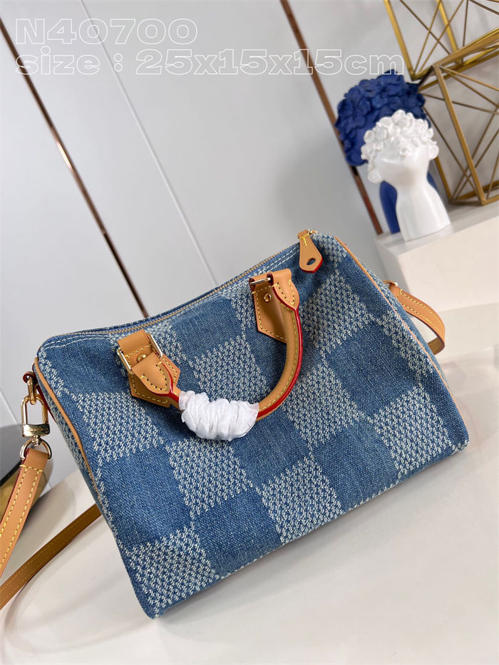 Louis Vuitton Speedy Bandouliere 25 Bag Damier Denim N40700 High