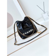 Chanel 22 MINI HANDBAG Shiny Calfskin Black & Gold-Tone Metal AS3980 High