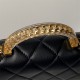 Chanel MINI FLAP BAG WITH TOP HANDLE AS4847 Lambskin, Resin & Gold-Tone Metal Black A