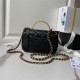 Chanel MINI FLAP BAG WITH TOP HANDLE AS4847 Lambskin, Resin & Gold-Tone Metal Black A