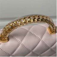 Chanel MINI FLAP BAG WITH TOP HANDLE AS4847 Lambskin, Resin & Gold-Tone Metal Pink A