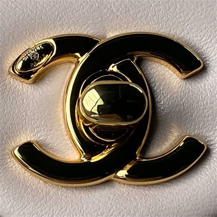 Chanel MINI FLAP BAG WITH TOP HANDLE AS4847 Lambskin, Resin & Gold-Tone Metal Pink A