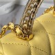 Chanel MINI FLAP BAG WITH TOP HANDLE AS4847 Lambskin, Resin & Gold-Tone Metal Yellow A