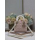 Two-Tone Small Lady Dior Bag Two-Tone Cannage Lambskin Latte and Powder Pink High