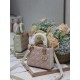 Two-Tone Small Lady Dior Bag Two-Tone Cannage Lambskin Latte and Powder Pink High