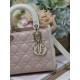 Two-Tone Small Lady Dior Bag Two-Tone Cannage Lambskin Latte and Powder Pink High