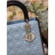 Two-Tone Medium Lady Dior Bag Two-Tone Cannage Lambskin Sky Blue and Black High