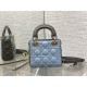 Two-Tone Mini Lady Dior Bag Two-Tone Cannage Lambskin Sky Blue and Steel Gray High