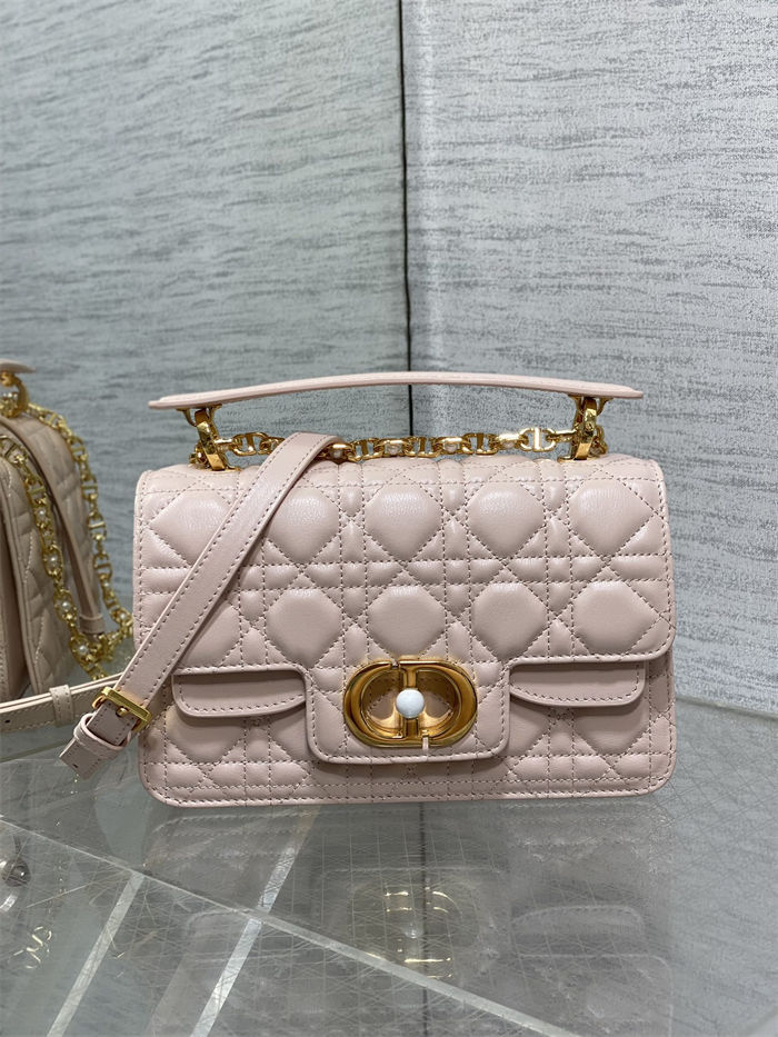 Small Dior Jolie Top Handle Bag Cannage Calfskin Pink High