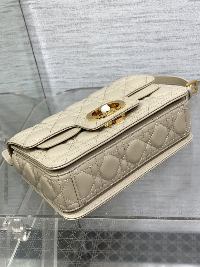 Small Dior Jolie Top Handle Bag Cannage Calfskin Beige High