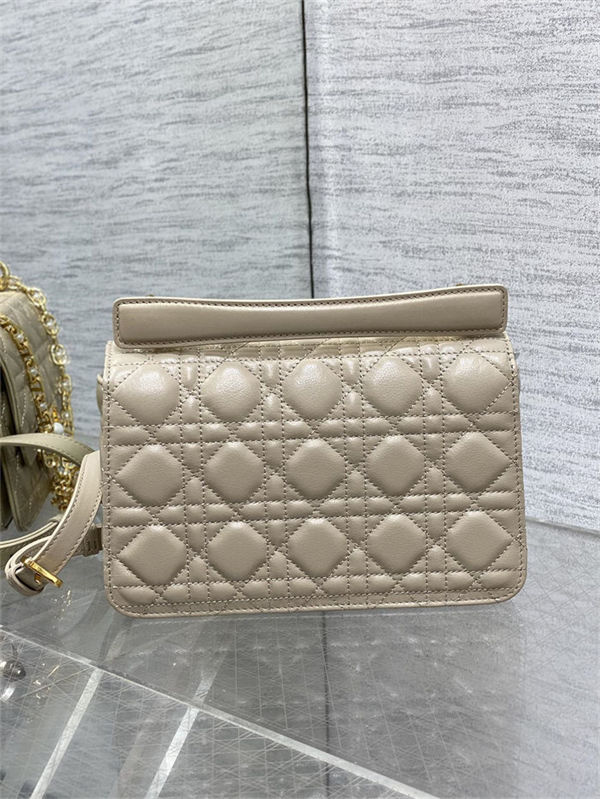 Small Dior Jolie Top Handle Bag Cannage Calfskin Beige High