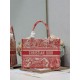 MEDIUM Dior BOOK TOTE Toile de Jouy Reverse Embroidery Pink High