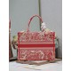 MEDIUM Dior BOOK TOTE Toile de Jouy Reverse Embroidery Pink High