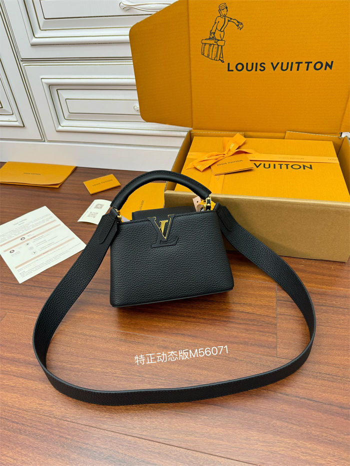 Louis Vuitton CAPUCINES MINI Taurillon Leather Black M56071 Top