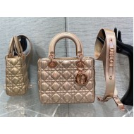 SMALL LADY Dior MY ABCDior BAG Cannage Lambskin Iridescent Metallic Rose Gold-Tone High