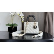 Two-Tone Small Lady Dior Bag Two-Tone Cannage Lambskin Latte and Black High