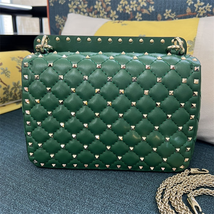 Valentino Spike Medium Bag Lambskin Green High