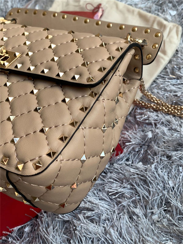 Valentino Spike Medium Bag Lambskin Beige High