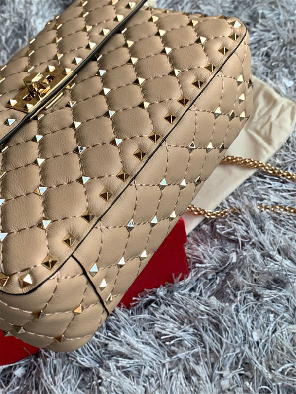 Valentino Spike Medium Bag Lambskin Beige High