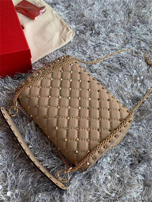 Valentino Spike Medium Bag Lambskin Beige High