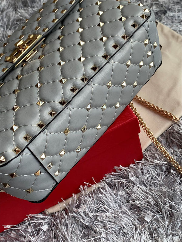 Valentino Spike Medium Bag Lambskin Pale Blue High