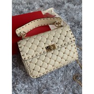 Valentino Spike Medium Bag Lambskin LIGHT IVORY High