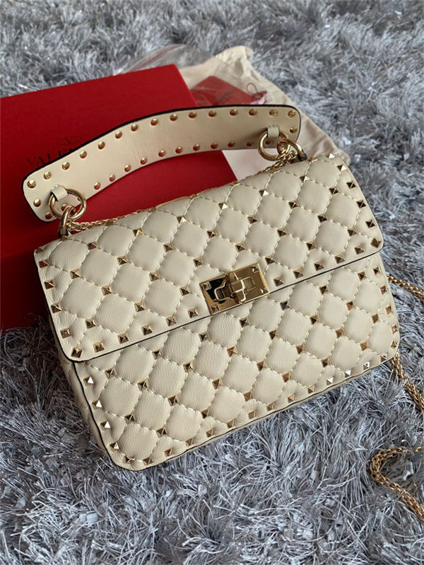 Valentino Spike Medium Bag Lambskin LIGHT IVORY High