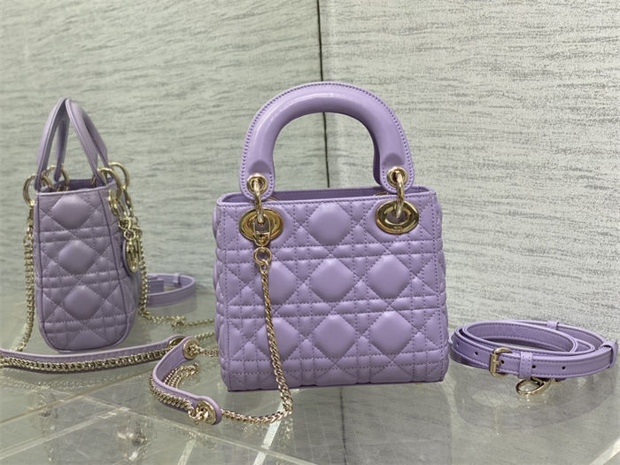 MINI LADY Dior BAG Cannage Lambskin Gold Metal Lilac High