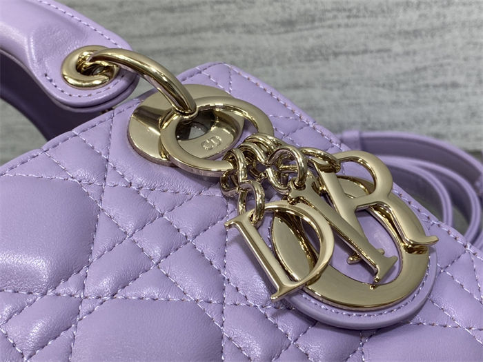 MINI LADY Dior BAG Cannage Lambskin Gold Metal Lilac High