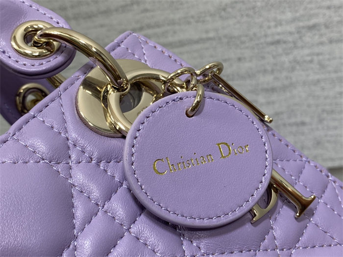 MINI LADY Dior BAG Cannage Lambskin Gold Metal Lilac High