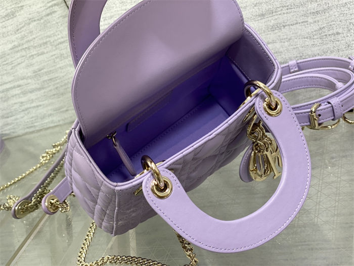 MINI LADY Dior BAG Cannage Lambskin Gold Metal Lilac High