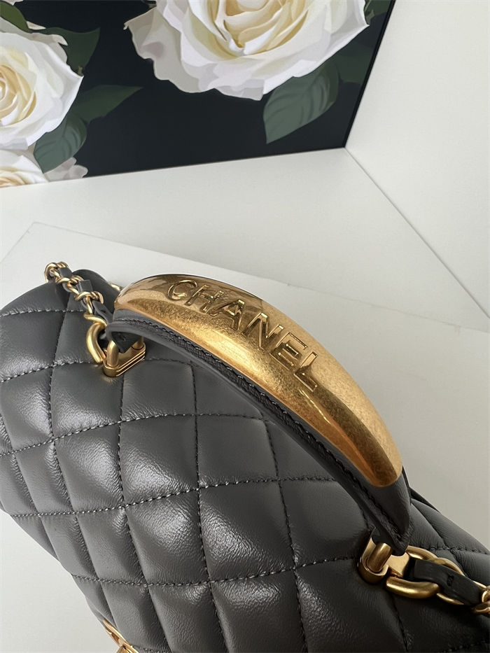 MINI FLAP BAG WITH TOP HANDLE AS2431N Lambskin & Gold-Tone Metal A