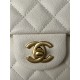 MINI FLAP BAG WITH TOP HANDLE AS2431 Grained Calfskin & Gold-Tone Metal White P A