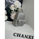 Chanel Mini Backpack Grained Calfskin Gold-Tone Metal AP3753 Silver High