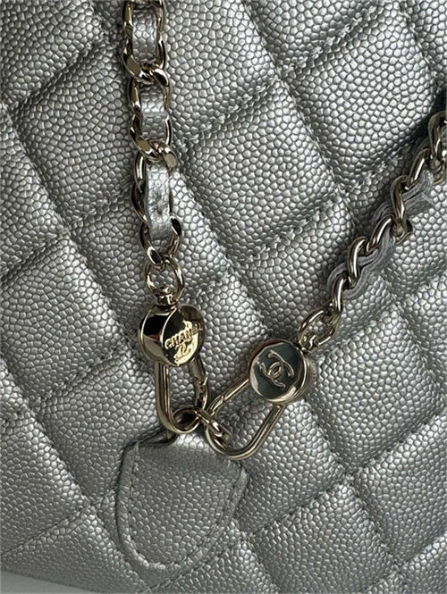 Chanel Mini Backpack Grained Calfskin Gold-Tone Metal AP3753 Silver High