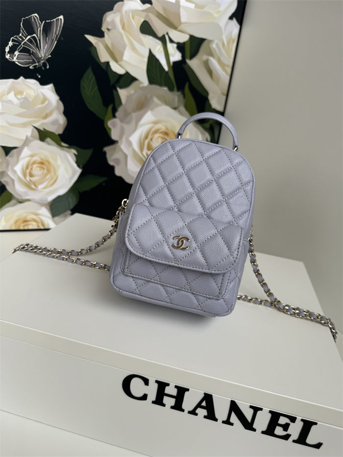 Chanel Mini Backpack Grained Calfskin Gold-Tone Metal AP3753 Purple Pale High