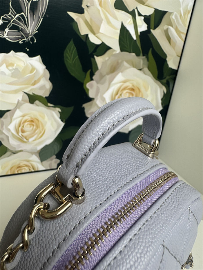 Chanel Mini Backpack Grained Calfskin Gold-Tone Metal AP3753 Purple Pale High