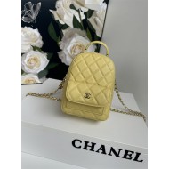 Chanel Mini Backpack Grained Calfskin Gold-Tone Metal AP3753 Yellow High