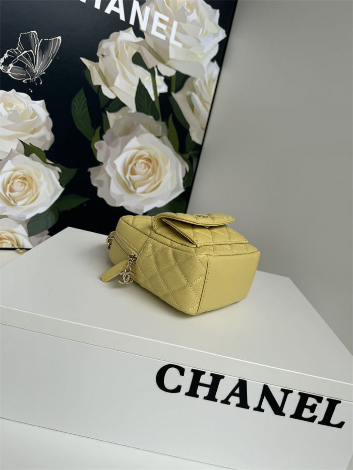 Chanel Mini Backpack Grained Calfskin Gold-Tone Metal AP3753 Yellow High