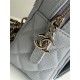 Chanel Mini Backpack Grained Calfskin Gold-Tone Metal AP3753 Grey Blue High